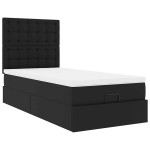 vidaXL Pat otoman cu saltea, negru, 90x200cm, piele ecologică vidaXL Pat otoman cu saltea, negru, 90x200cm, piele ecologică