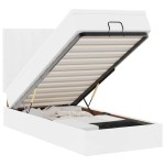 vidaXL Pat otoman cu saltea, alb, 90x200cm, piele ecologică