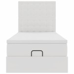 vidaXL Pat otoman cu saltea, alb, 90x200cm, piele ecologică