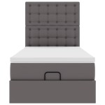 vidaXL Pat otoman cu saltea, gri, 90x200cm, piele ecologică