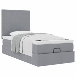 vidaXL Pat otoman cu saltea țesătură gri deschis 90x200 cm