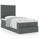 vidaXL Pat otoman cu saltea țesătură gri închis 90x200 cm