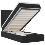 vidaXL Pat otoman cu saltea negru 100x200 cm stofa