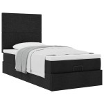 vidaXL Pat otoman cu saltea negru 100x200 cm stofa