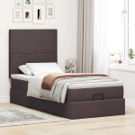 vidaXL Pat otoman cu saltea țesătură maro închis 100x200 cm