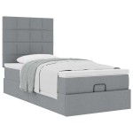 vidaXL Pat otoman cu saltea țesătură gri deschis 90x200 cm