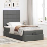 vidaXL Pat otoman cu saltea țesătură gri închis 90x200 cm