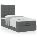 vidaXL Pat otoman cu saltea țesătură gri închis 90x200 cm
