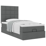 vidaXL Pat otoman cu saltea țesătură gri închis 90x200 cm