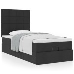 vidaXL Pat otoman cu saltea negru 100x200 cm stofa