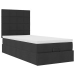 vidaXL Pat otoman cu saltea negru 100x200 cm stofa