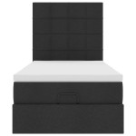 vidaXL Pat otoman cu saltea negru 100x200 cm stofa