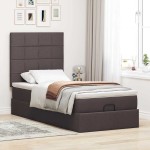vidaXL Pat otoman cu saltea țesătură maro închis 100x200 cm