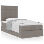 vidaXL Pat otoman cu saltea Taupe 100x200 cm Stofa