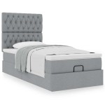vidaXL Pat otoman cu saltea țesătură gri deschis 90x200 cm