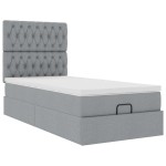 vidaXL Pat otoman cu saltea țesătură gri deschis 90x200 cm