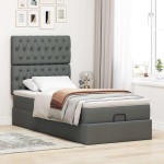 vidaXL Pat otoman cu saltea țesătură gri închis 90x200 cm