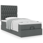 vidaXL Pat otoman cu saltea țesătură gri închis 90x200 cm