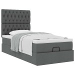 vidaXL Pat otoman cu saltea țesătură gri închis 90x200 cm