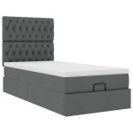 vidaXL Pat otoman cu saltea țesătură gri închis 90x200 cm