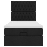 vidaXL Pat otoman cu saltea țesătură neagră 90x200 cm