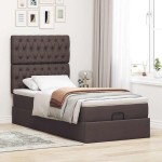 vidaXL Pat otoman cu saltea țesătură maro închis 100x200 cm