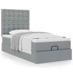 vidaXL Pat otoman cu saltea țesătură gri deschis 90x200 cm