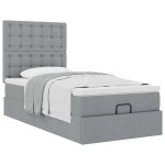 vidaXL Pat otoman cu saltea țesătură gri deschis 90x200 cm