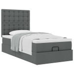 vidaXL Pat otoman cu saltea țesătură gri închis 90x200 cm vidaXL Pat otoman cu saltea țesătură gri închis 90x200 cm
