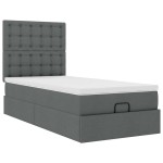 vidaXL Pat otoman cu saltea țesătură gri închis 90x200 cm vidaXL Pat otoman cu saltea țesătură gri închis 90x200 cm