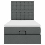 vidaXL Pat otoman cu saltea țesătură gri închis 90x200 cm vidaXL Pat otoman cu saltea țesătură gri închis 90x200 cm