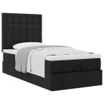 vidaXL Pat otoman cu saltea negru 100x200 cm stofa