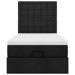 vidaXL Pat otoman cu saltea negru 100x200 cm stofa