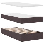 vidaXL Pat otoman cu saltea țesătură maro închis 100x200 cm