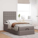vidaXL Pat otoman cu saltea Taupe 100x200 cm Stofa