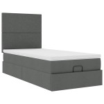 vidaXL Pat otoman cu saltea și LED-uri, gri închis, 90x200 cm, textil