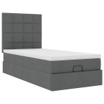 vidaXL Pat otoman cu saltea și LED-uri, gri închis, 90x200 cm, textil