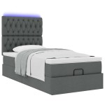 vidaXL Pat otoman cu saltea și LED-uri, gri închis, 90x200 cm, textil