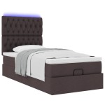 vidaXL Pat otoman cu saltea și LED-uri, maro închis, 90x200 cm, textil