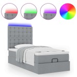 vidaXL Pat otoman cu saltea și LED-uri, gri deschis, 80x200cm, textil vidaXL Pat otoman cu saltea și LED-uri, gri deschis, 80x200cm, textil