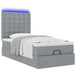 vidaXL Pat otoman cu saltea și LED-uri, gri deschis, 80x200cm, textil vidaXL Pat otoman cu saltea și LED-uri, gri deschis, 80x200cm, textil