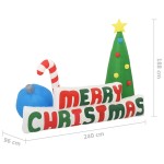 vidaXL Brad gonflabil Crăciun Fericit decorațiuni cu LED 240x188 cm vidaXL Brad gonflabil Crăciun Fericit decorațiuni cu LED 240x188 cm