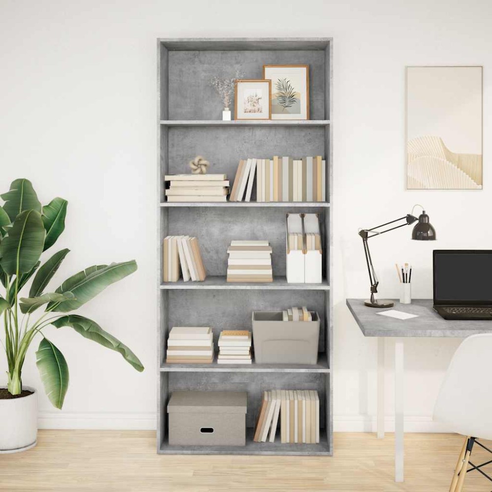 vidaXL Bibliotecă, gri beton, 80x30x189 cm, lemn prelucrat