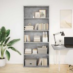 vidaXL Bibliotecă, gri beton, 80x30x189 cm, lemn prelucrat vidaXL Bibliotecă, gri beton, 80x30x189 cm, lemn prelucrat