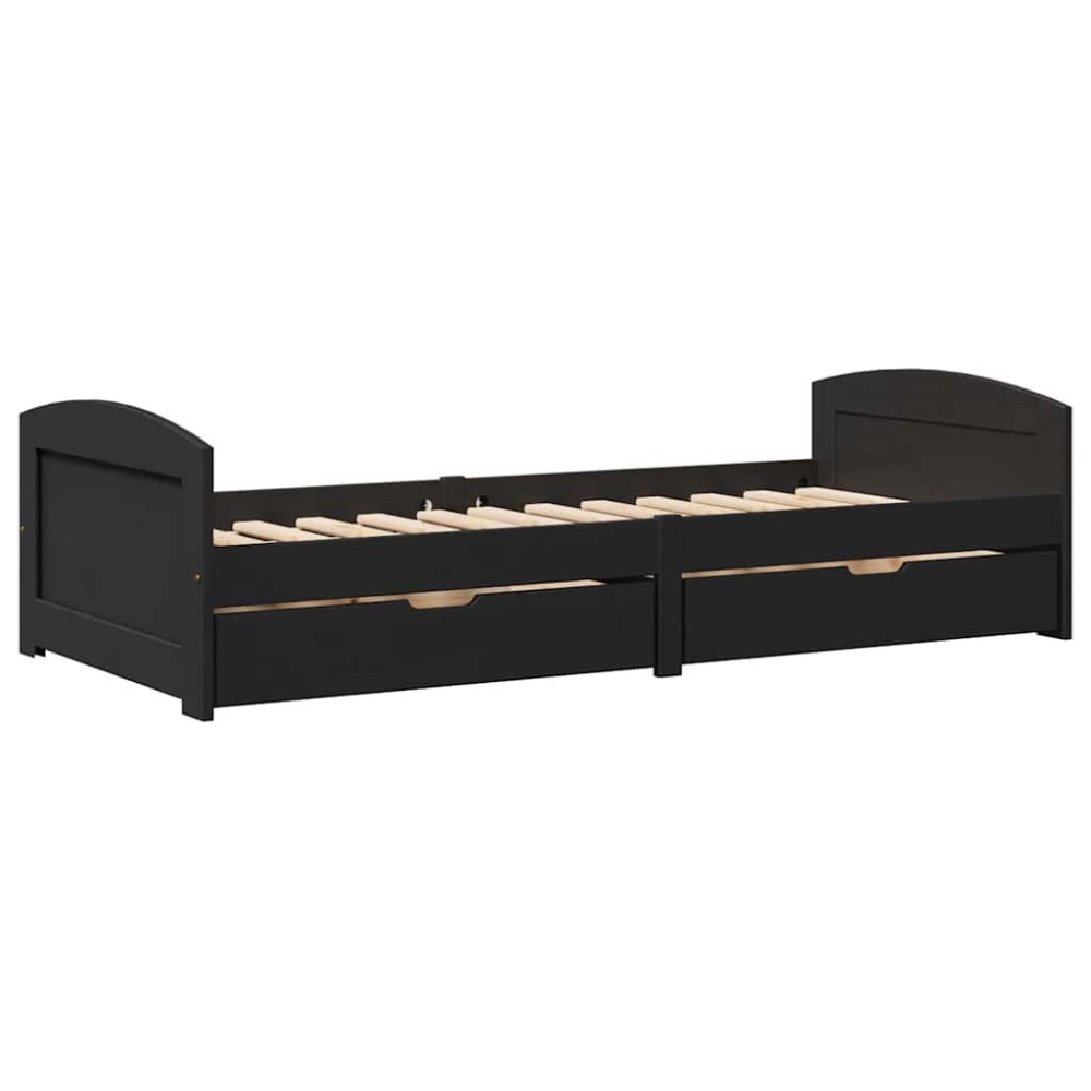 vidaXL Pat de zi cu 2 sertare fără saltea „IRUN” Negru 90x200 cm