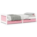 vidaXL Pat de zi cu 2 sertare fără saltea „IRUN” alb și roz 90x200 cm vidaXL Pat de zi cu 2 sertare fără saltea „IRUN” alb și roz 90x200 cm