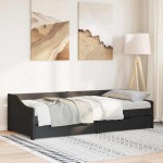 vidaXL Pat de zi cu 2 sertare fără saltea „IRUN” Negru 90x200 cm vidaXL Pat de zi cu 2 sertare fără saltea „IRUN” Negru 90x200 cm