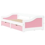 vidaXL Pat de zi cu 2 sertare fără saltea „IRUN” alb și roz 90x200 cm