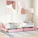 vidaXL Pat de zi cu 2 sertare fără saltea „IRUN” alb și roz 90x200 cm