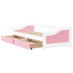 vidaXL Pat de zi cu 2 sertare fără saltea „IRUN” alb și roz 90x200 cm